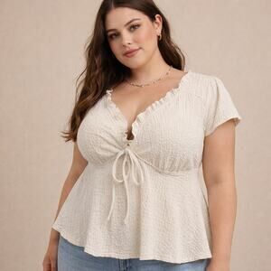 SHEIN Curve 2XL White Peplum Blouse